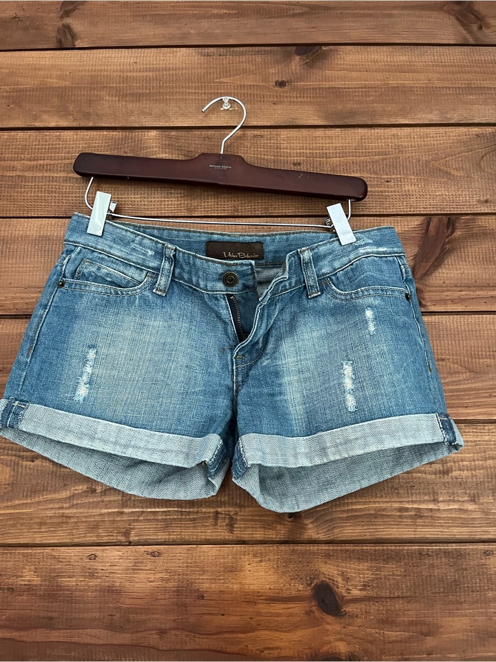 Urban Behavior Light Blue Distressed Cuffed Denim Shorts